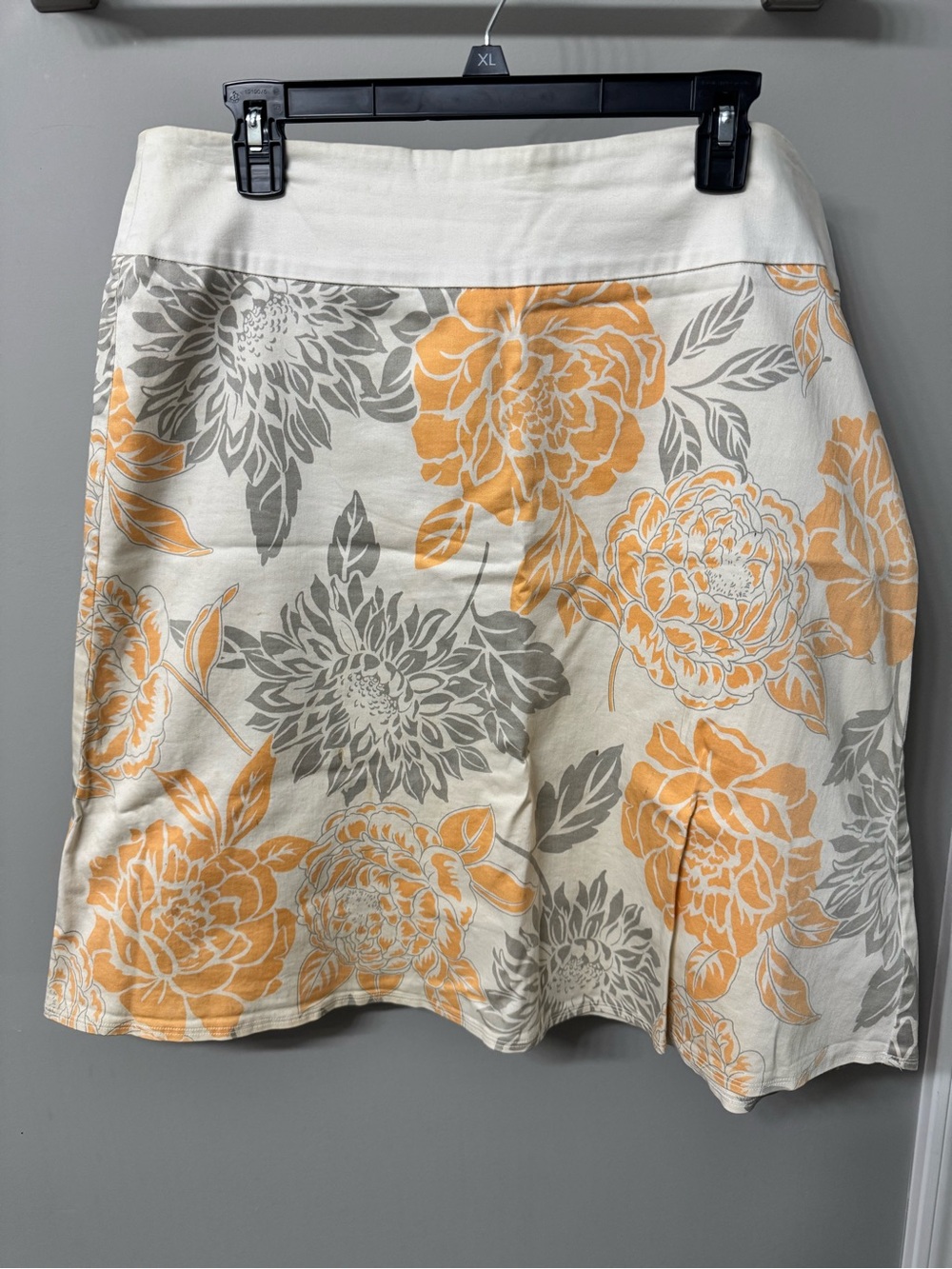 Floral A-Line Skirt in Cream and Orange